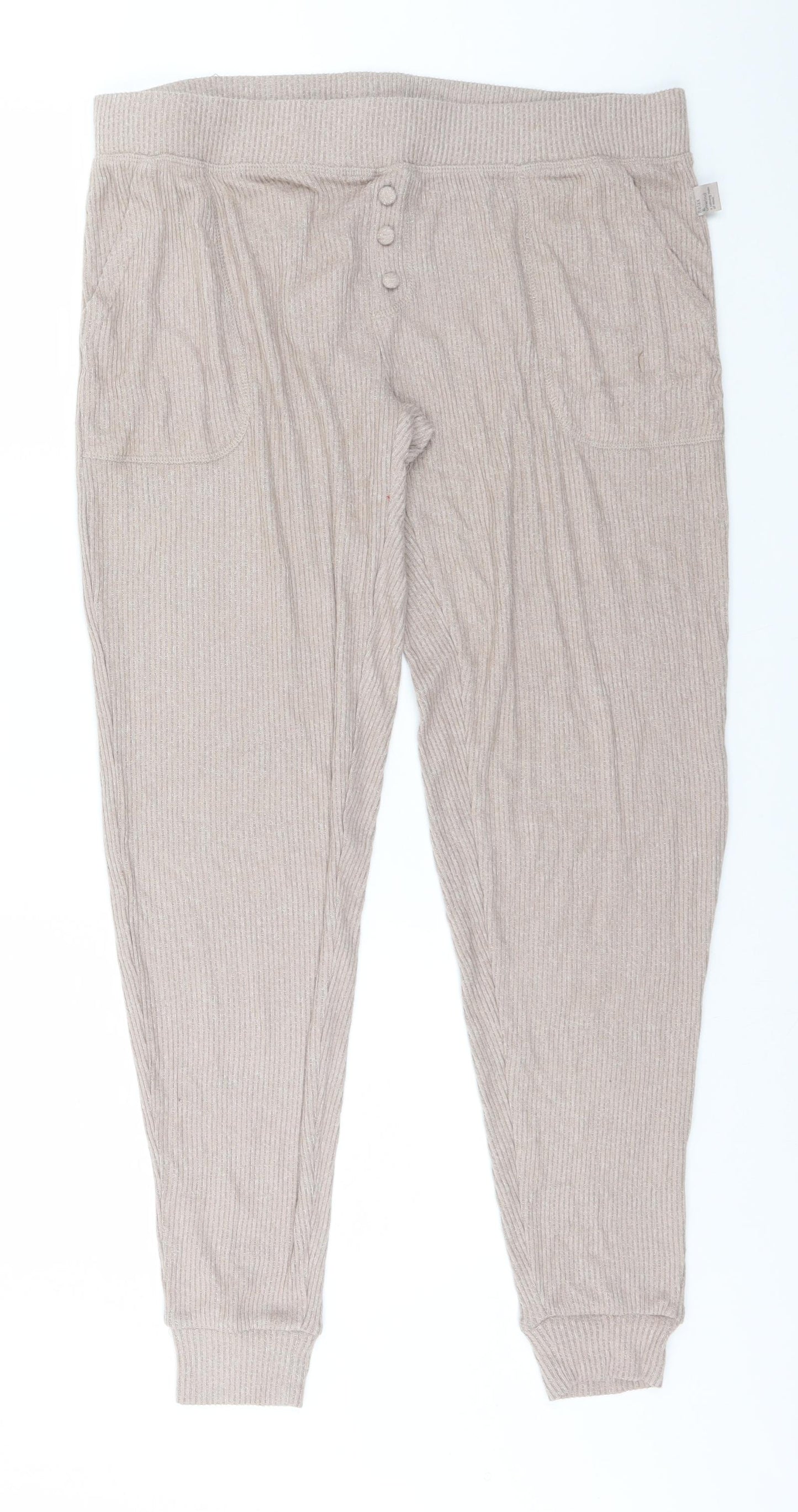 Primark Womens Beige  Viscose Sweatpants Trousers Size 14 L30 in Regular