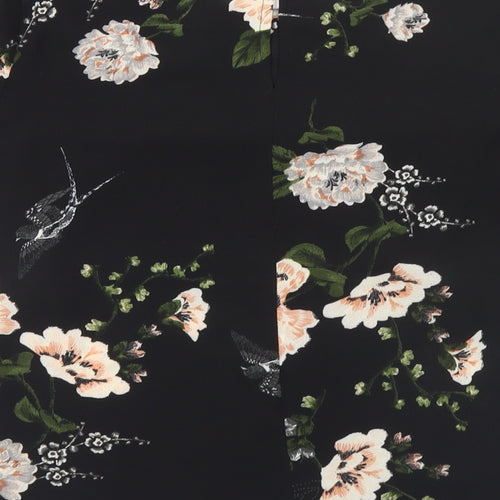 AX Paris Womens Black Floral Polyester Basic T-Shirt Size 8 Round Neck