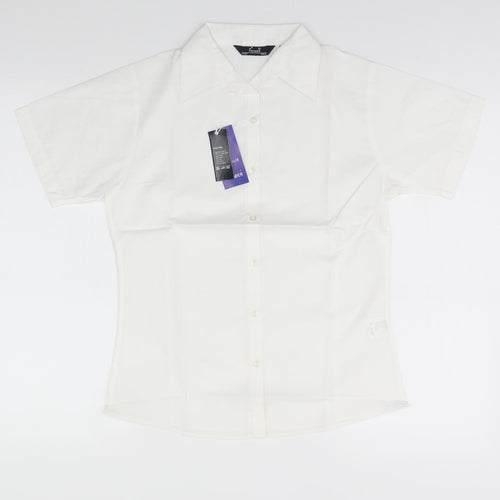 Premier Womens White  Polyester Basic Button-Up Size 8 Collared