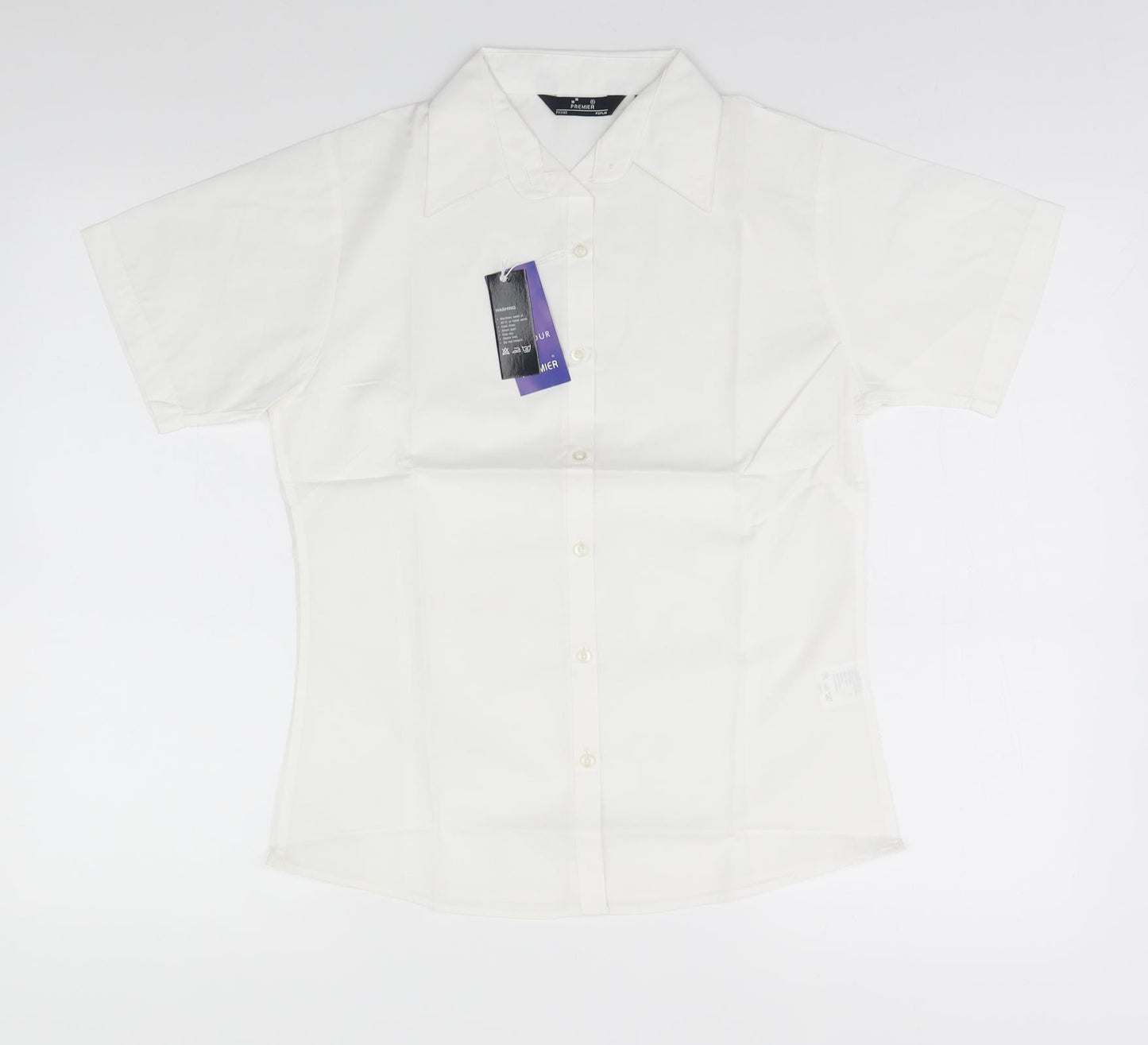 Premier Womens White  Polyester Basic Button-Up Size 8 Collared
