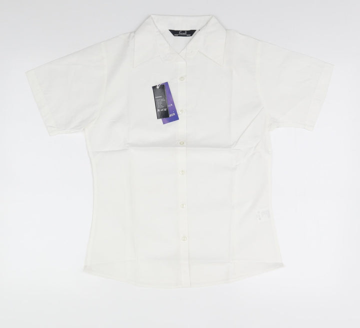 Premier Womens White  Polyester Basic Button-Up Size 8 Collared