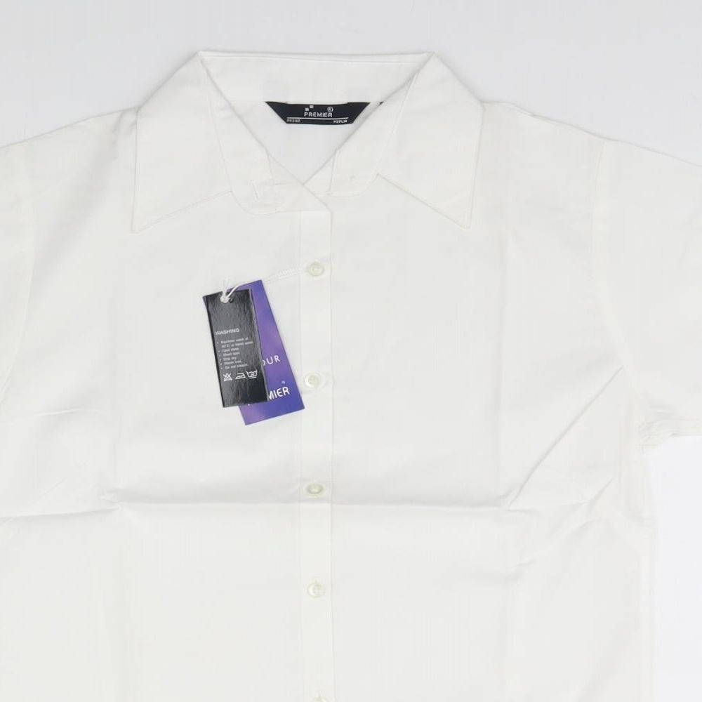Premier Womens White  Polyester Basic Button-Up Size 8 Collared