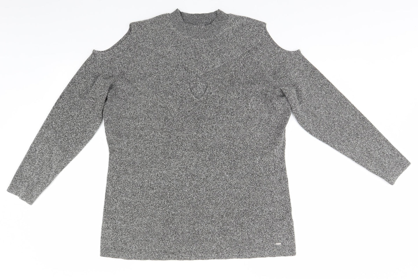 Star Womens Grey Round Neck  Cotton Pullover Jumper Size 20