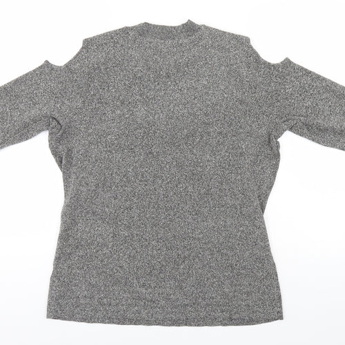 Star Womens Grey Round Neck  Cotton Pullover Jumper Size 20