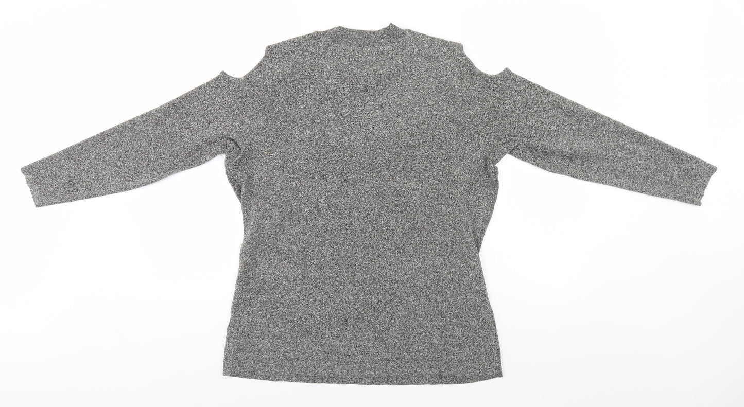 Star Womens Grey Round Neck  Cotton Pullover Jumper Size 20