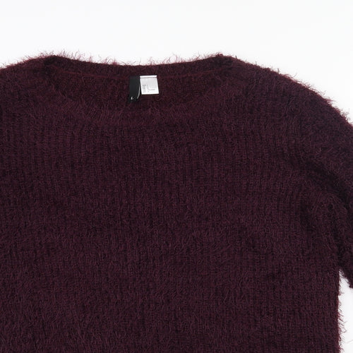 H&M Womens Purple Round Neck  Polyester Pullover Jumper Size L