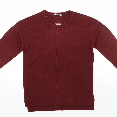 Pep and Co Womens Red Round Neck  Acrylic Pullover Jumper Size 10   - Button Sleeve Detail