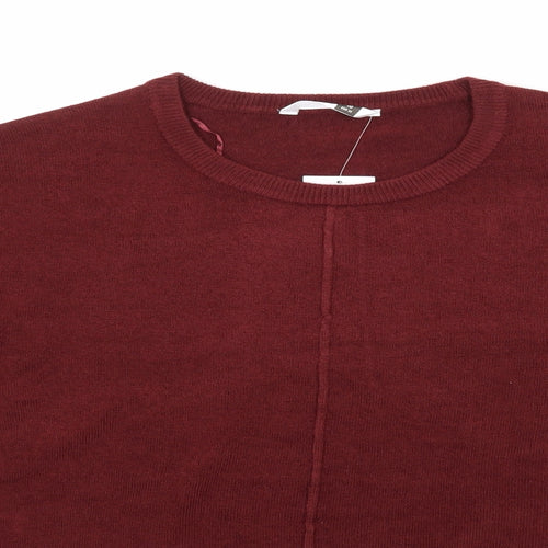 Pep and Co Womens Red Round Neck  Acrylic Pullover Jumper Size 10   - Button Sleeve Detail