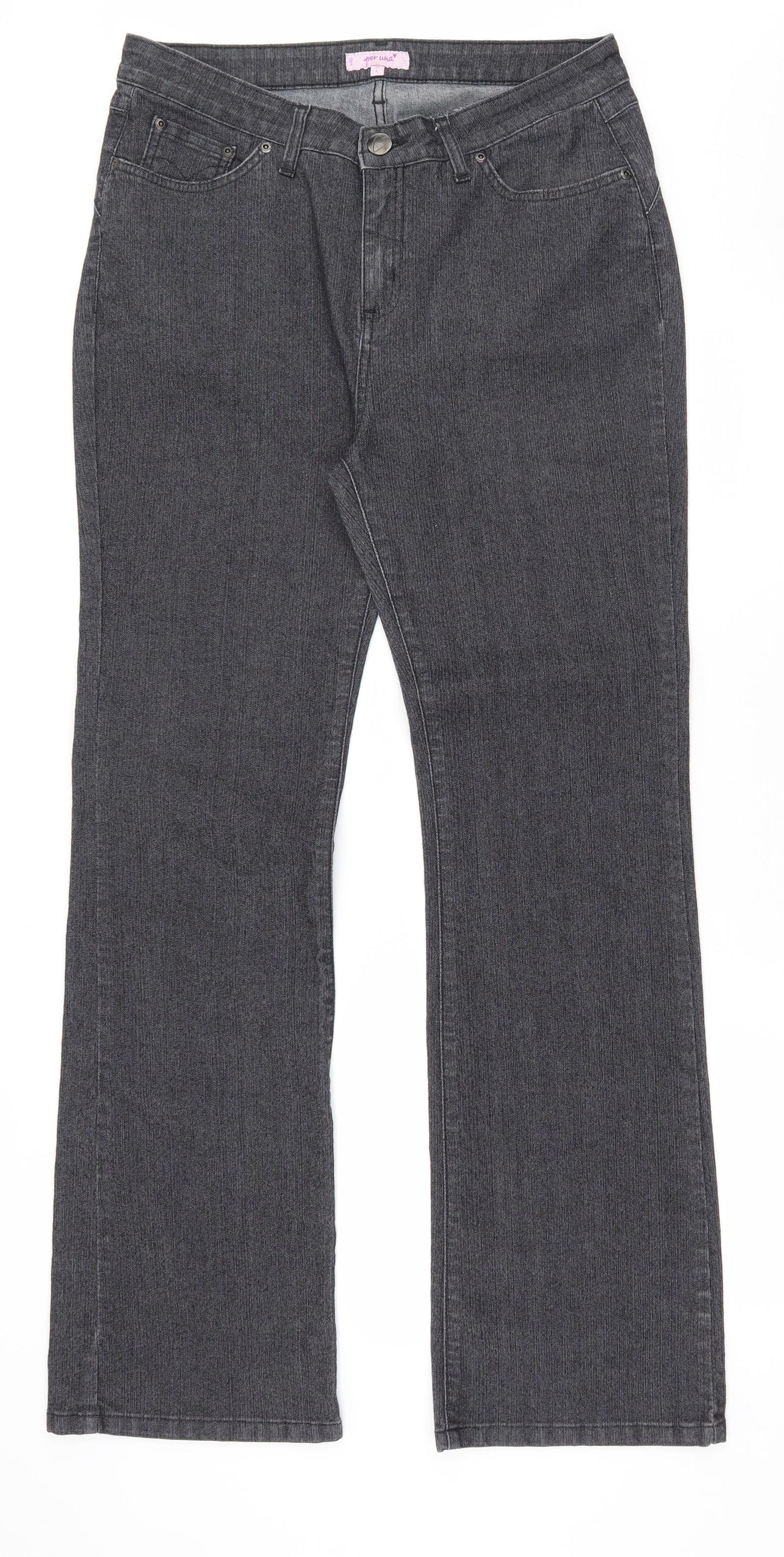 Per Una Womens Black  Cotton Straight Jeans Size 16 L31 in Regular Zip