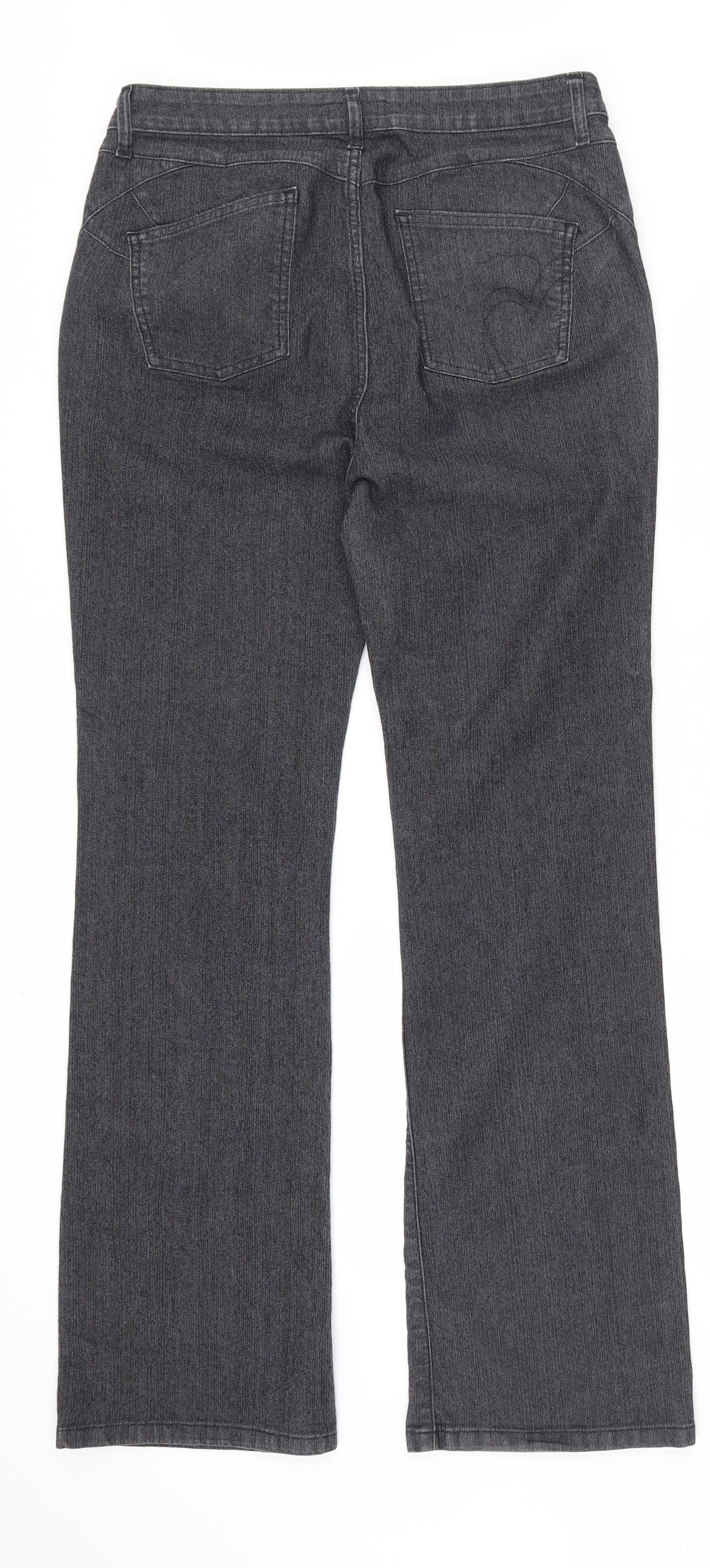 Per Una Womens Black  Cotton Straight Jeans Size 16 L31 in Regular Zip