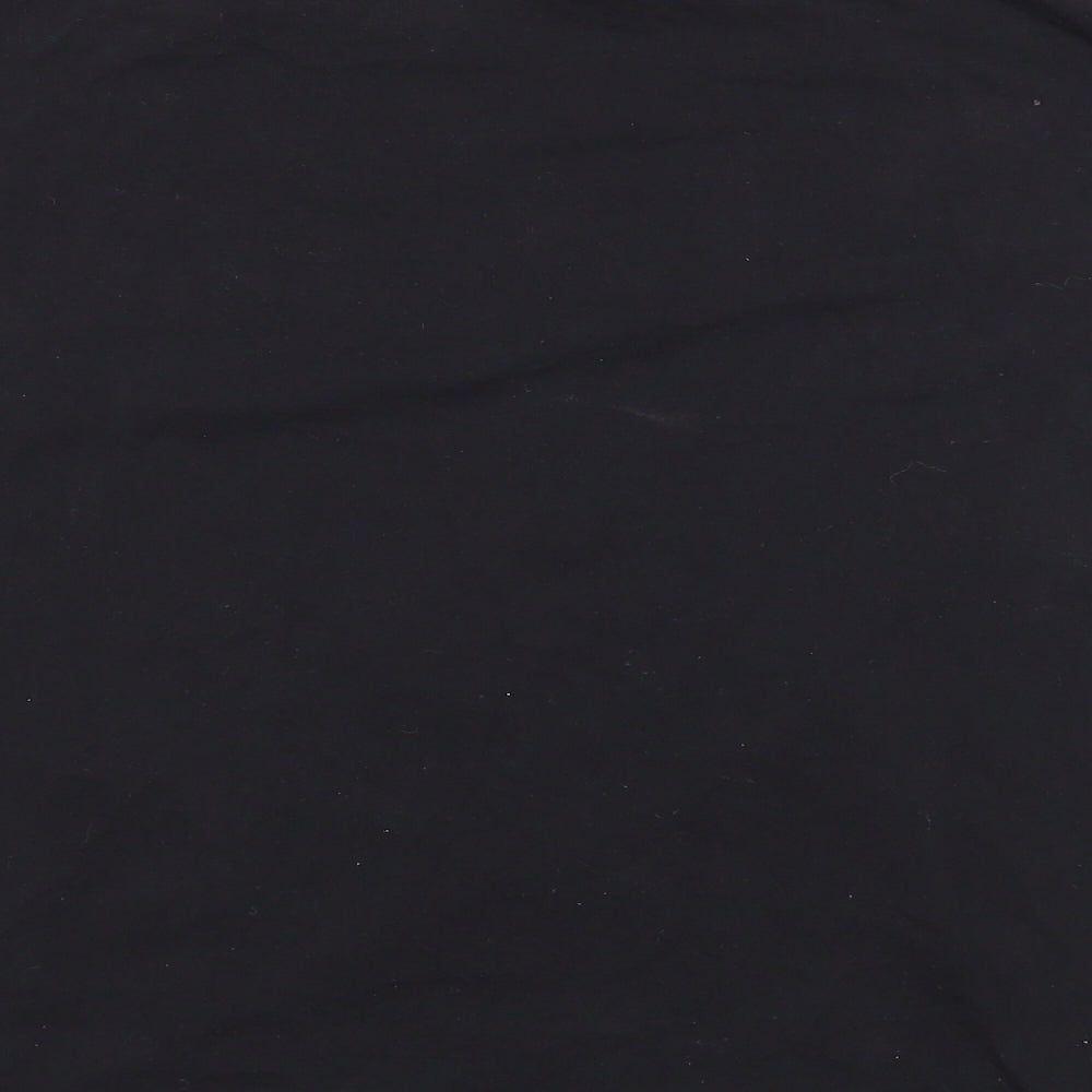 Preworn Womens Black  Cotton Basic T-Shirt Size S Round Neck - Rose Detail