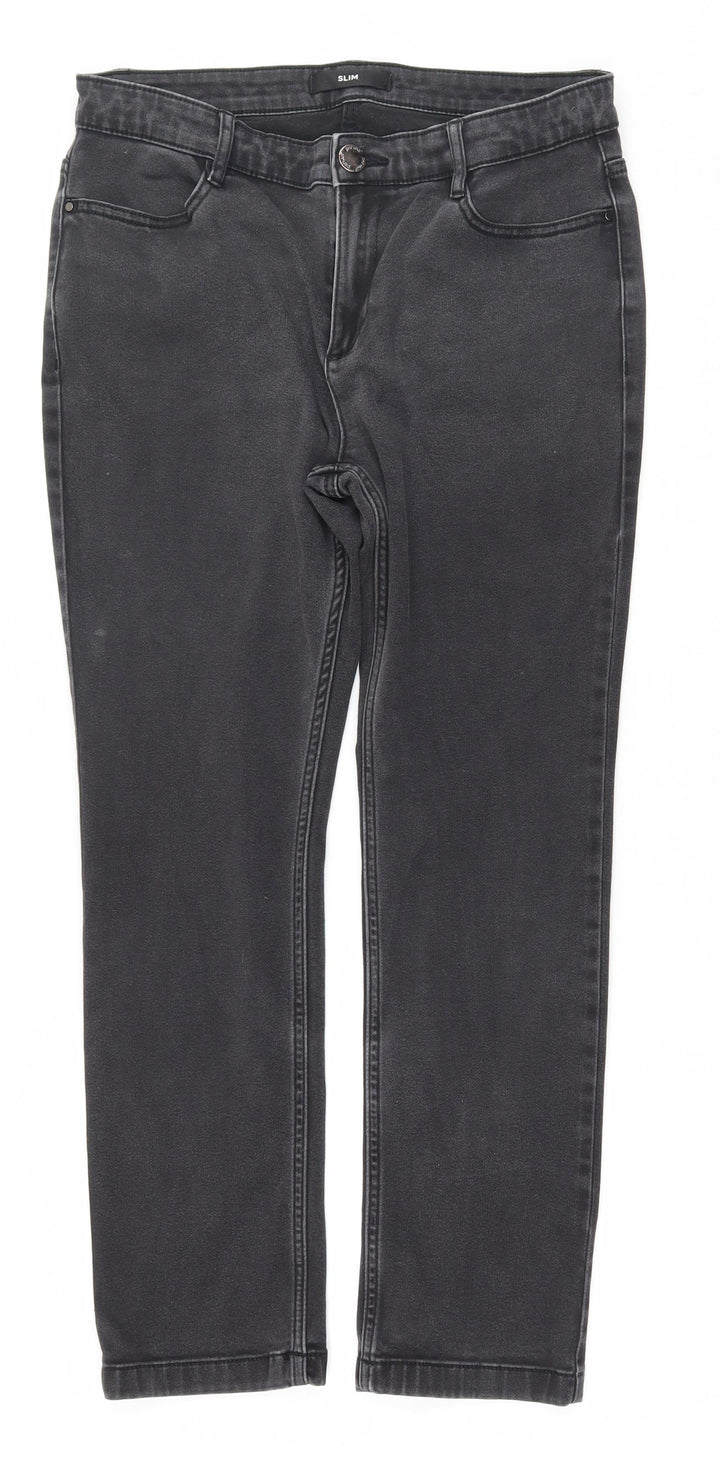 Marks and Spencer Womens Black Cotton Skinny Jeans Size 12 L27 in Slim Zip
