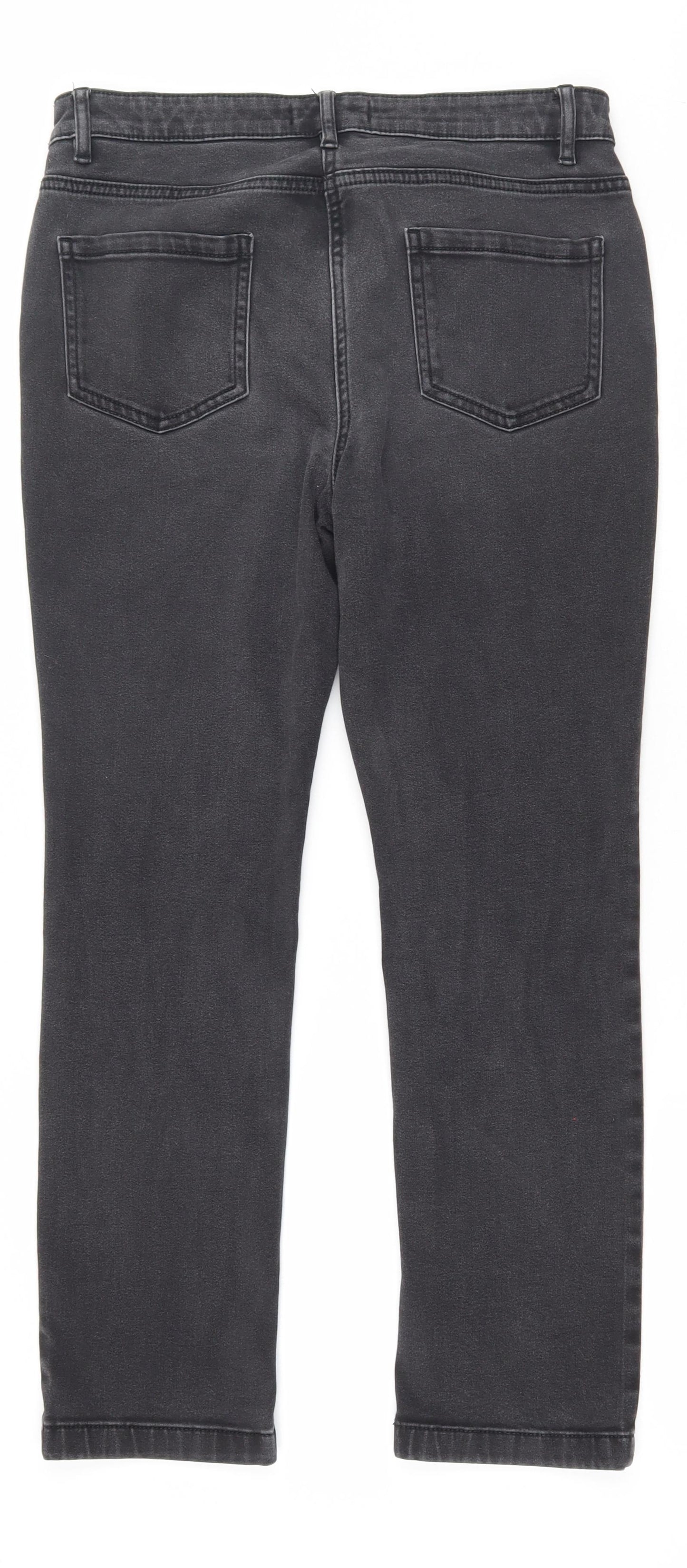Marks and Spencer Womens Black  Cotton Skinny Jeans Size 12 L27 in Slim Zip