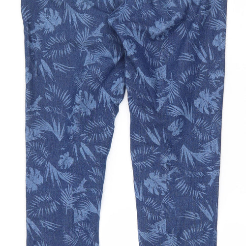 TU Womens Blue Floral Cotton Jegging Trousers Size 10 L30 in Regular