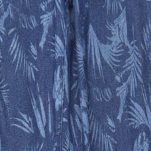 TU Womens Blue Floral Cotton Jegging Trousers Size 10 L30 in Regular
