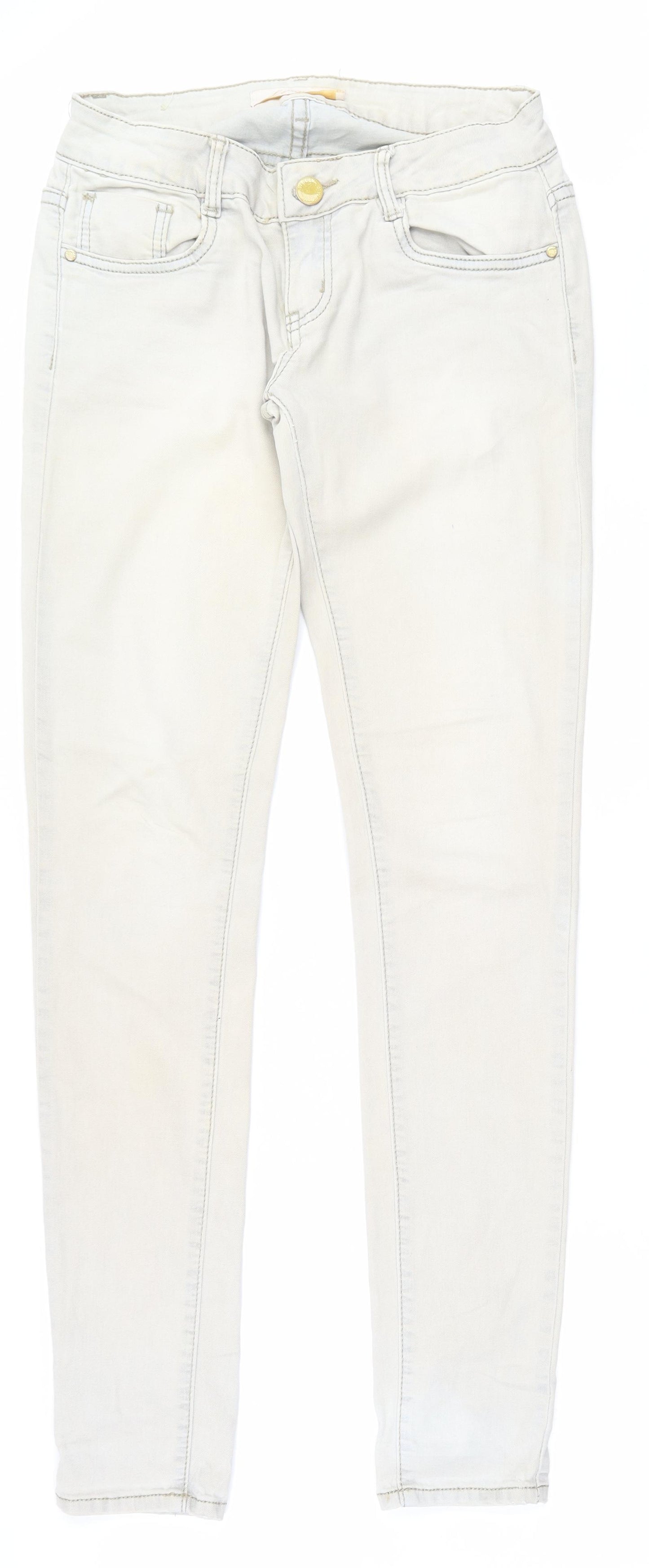 Lexxury Womens Beige  Cotton Skinny Jeans Size S L33 in Regular Zip