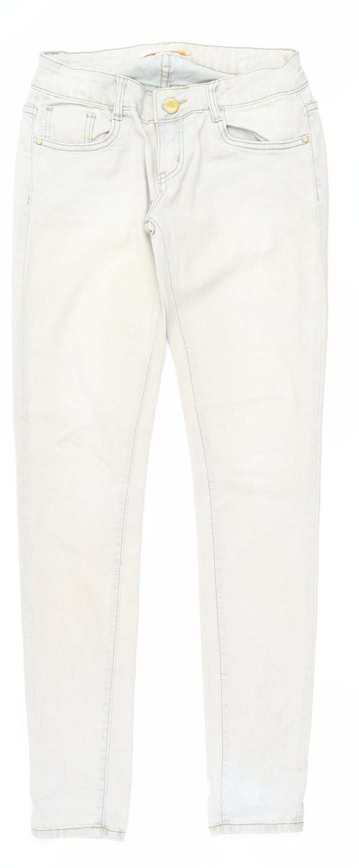 Lexxury Womens Beige  Cotton Skinny Jeans Size S L33 in Regular Zip