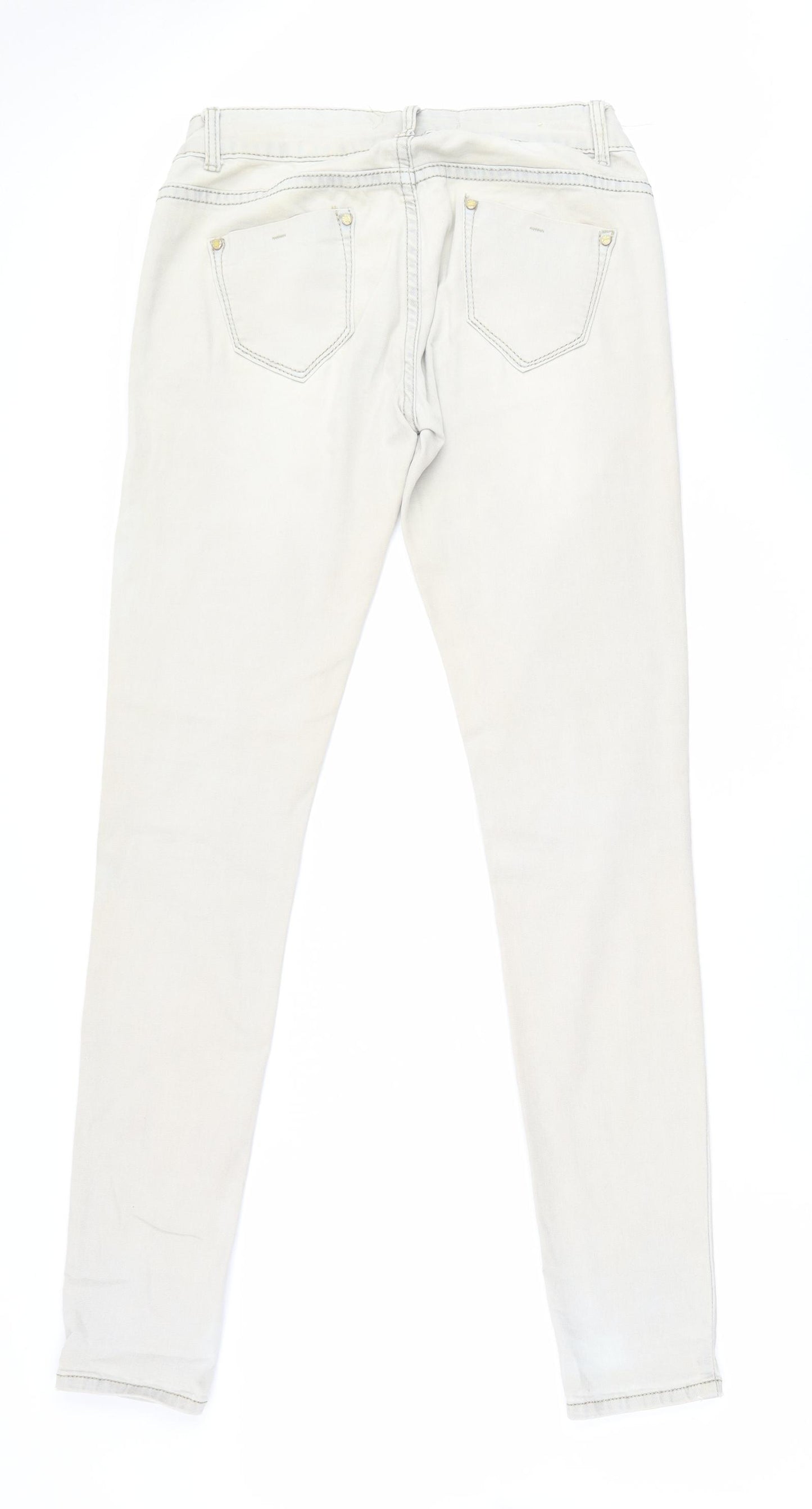 Lexxury Womens Beige  Cotton Skinny Jeans Size S L33 in Regular Zip