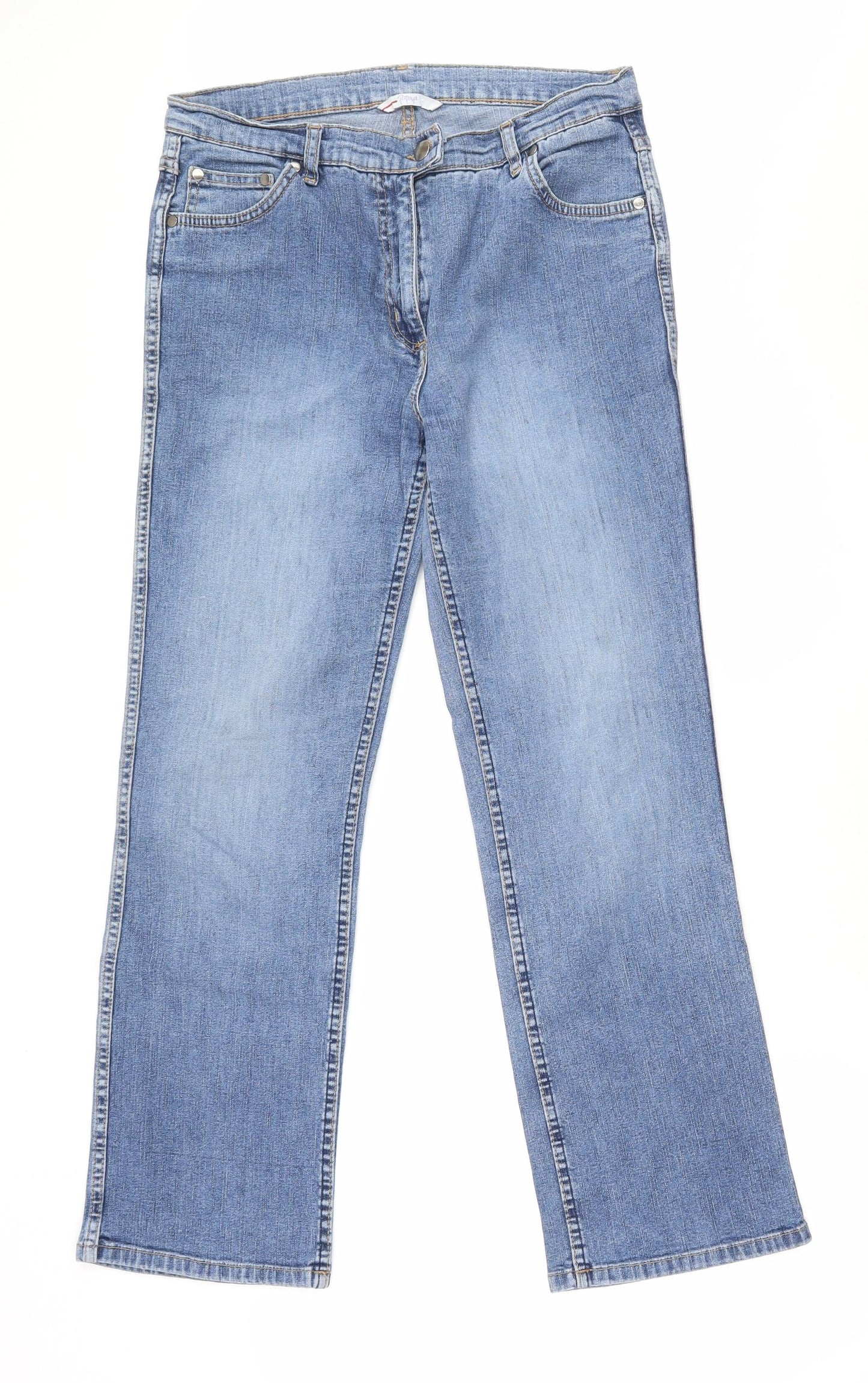 Papaya Womens Blue  Cotton Straight Jeans Size 12 L27 in Regular Zip