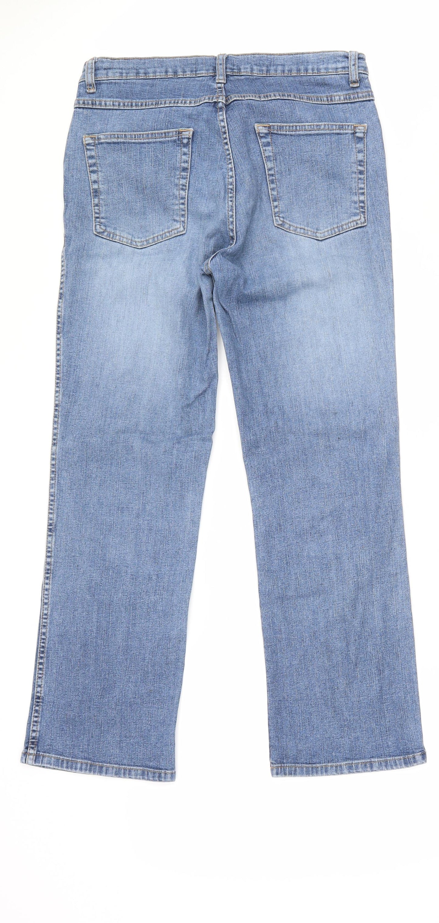 Papaya Womens Blue  Cotton Straight Jeans Size 12 L27 in Regular Zip