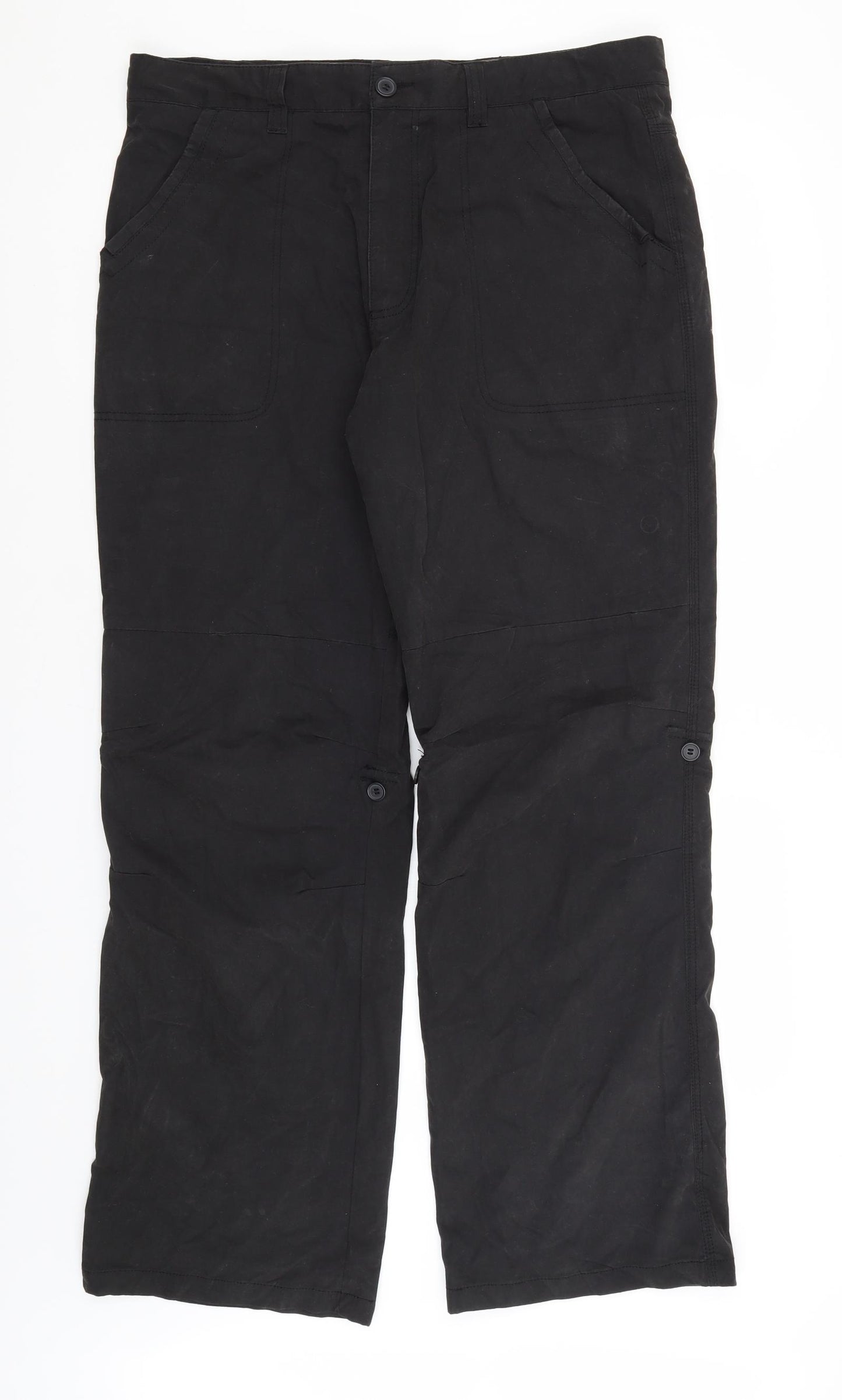 Burton Mens Black  Cotton Cargo Trousers Size 34 in L33 in Regular