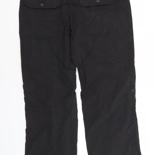 Burton Mens Black  Cotton Cargo Trousers Size 34 in L33 in Regular