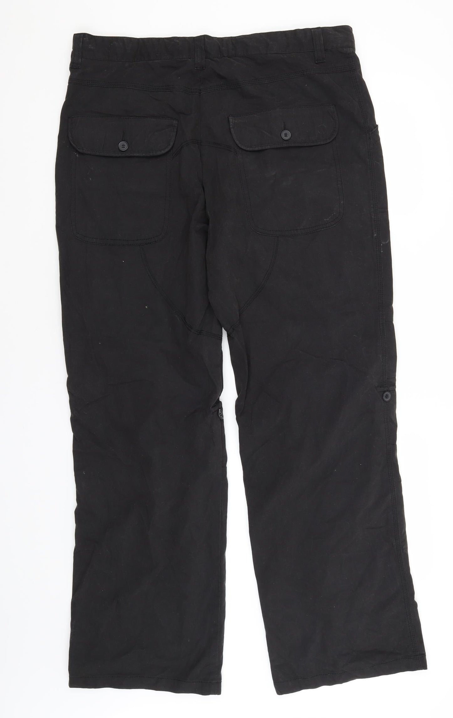 Burton Mens Black  Cotton Cargo Trousers Size 34 in L33 in Regular
