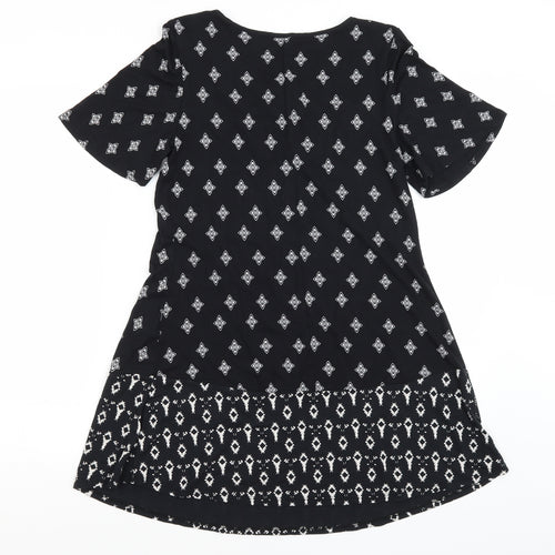 George Womens Black Paisley Viscose Mini  Size 10  Crew Neck