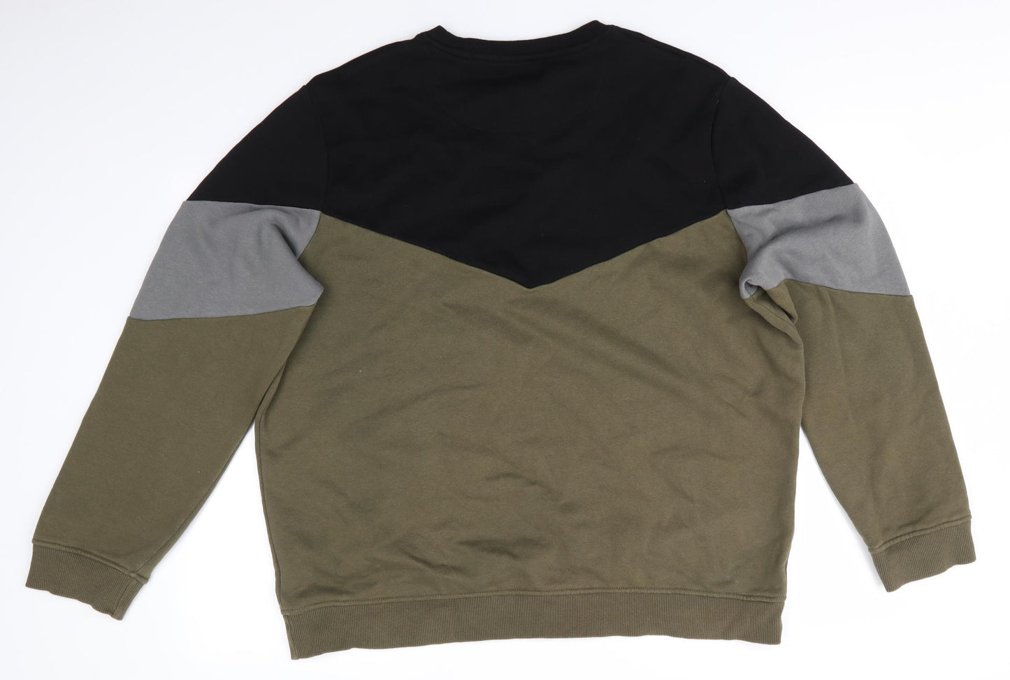 Easy Mens Green  Cotton Pullover Sweatshirt Size 2XL   - Black Grey Green Colourblock