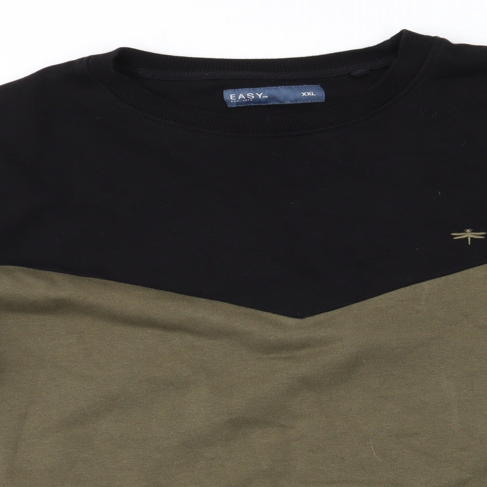 Easy Mens Green  Cotton Pullover Sweatshirt Size 2XL   - Black Grey Green Colourblock