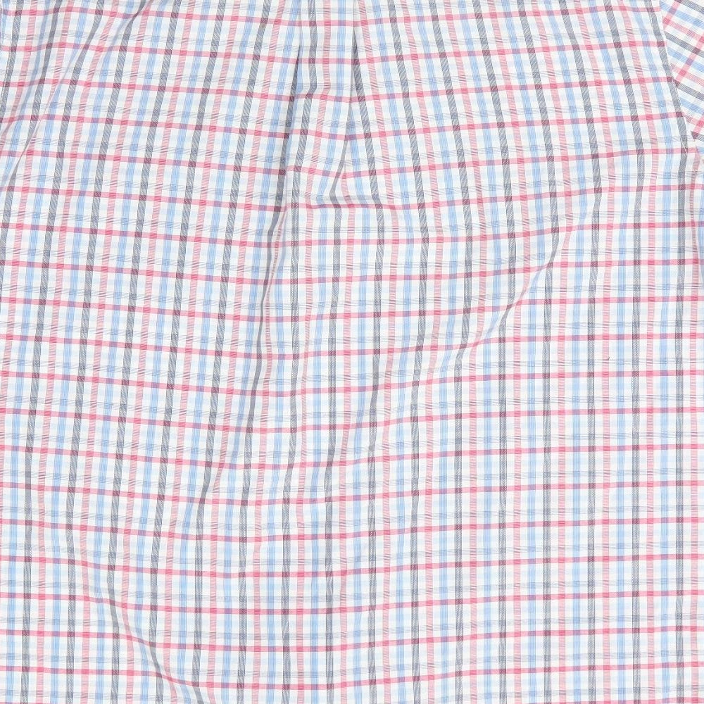 James Pringle Mens Red Check Polyester  Button-Up Size M Collared  - Red Blue White Check