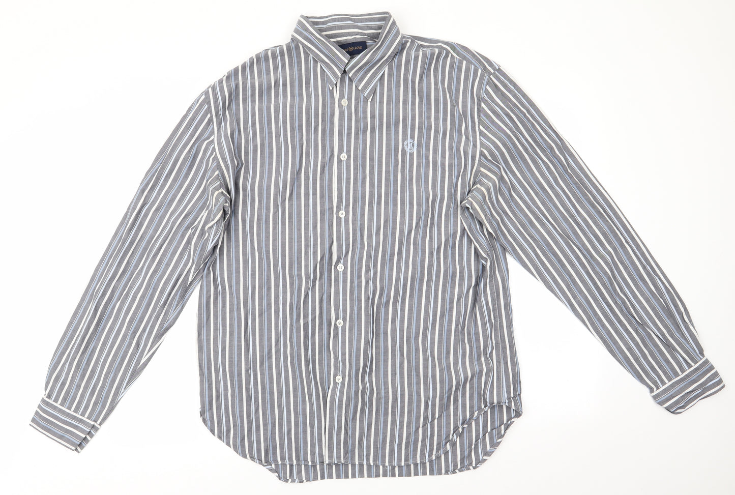 Henri Lloyd Mens Blue Striped Cotton  Button-Up Size XL Collared  - Blue Grey White Stripe