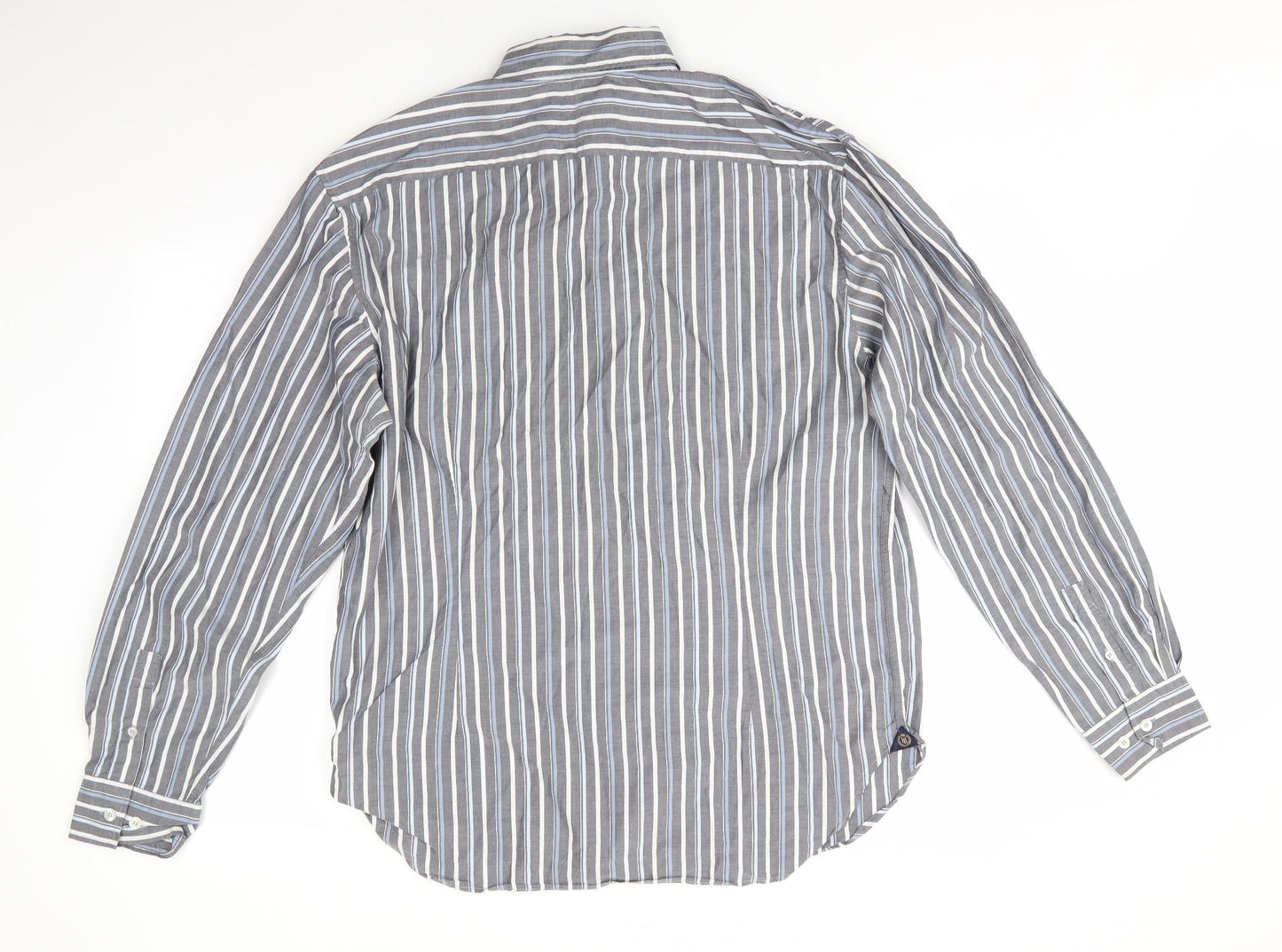 Henri Lloyd Mens Blue Striped Cotton  Button-Up Size XL Collared  - Blue Grey White Stripe