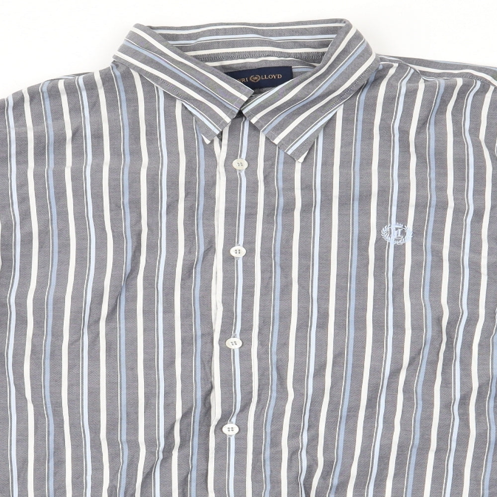 Henri Lloyd Mens Blue Striped Cotton  Button-Up Size XL Collared  - Blue Grey White Stripe