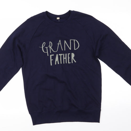 Earth Positive Mens Blue  Cotton Pullover Sweatshirt Size S   - Grand Father Navy Blue
