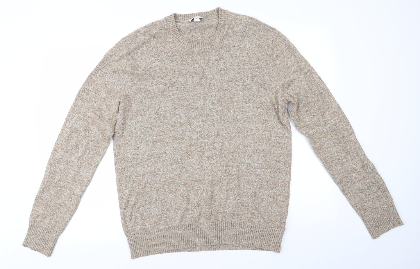 Gap Mens Beige Round Neck  Cotton Pullover Jumper Size M   - Dark Oatmeal mix Soft Feel