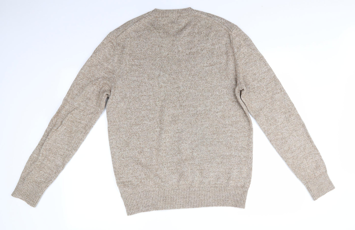 Gap Mens Beige Round Neck  Cotton Pullover Jumper Size M   - Dark Oatmeal mix Soft Feel