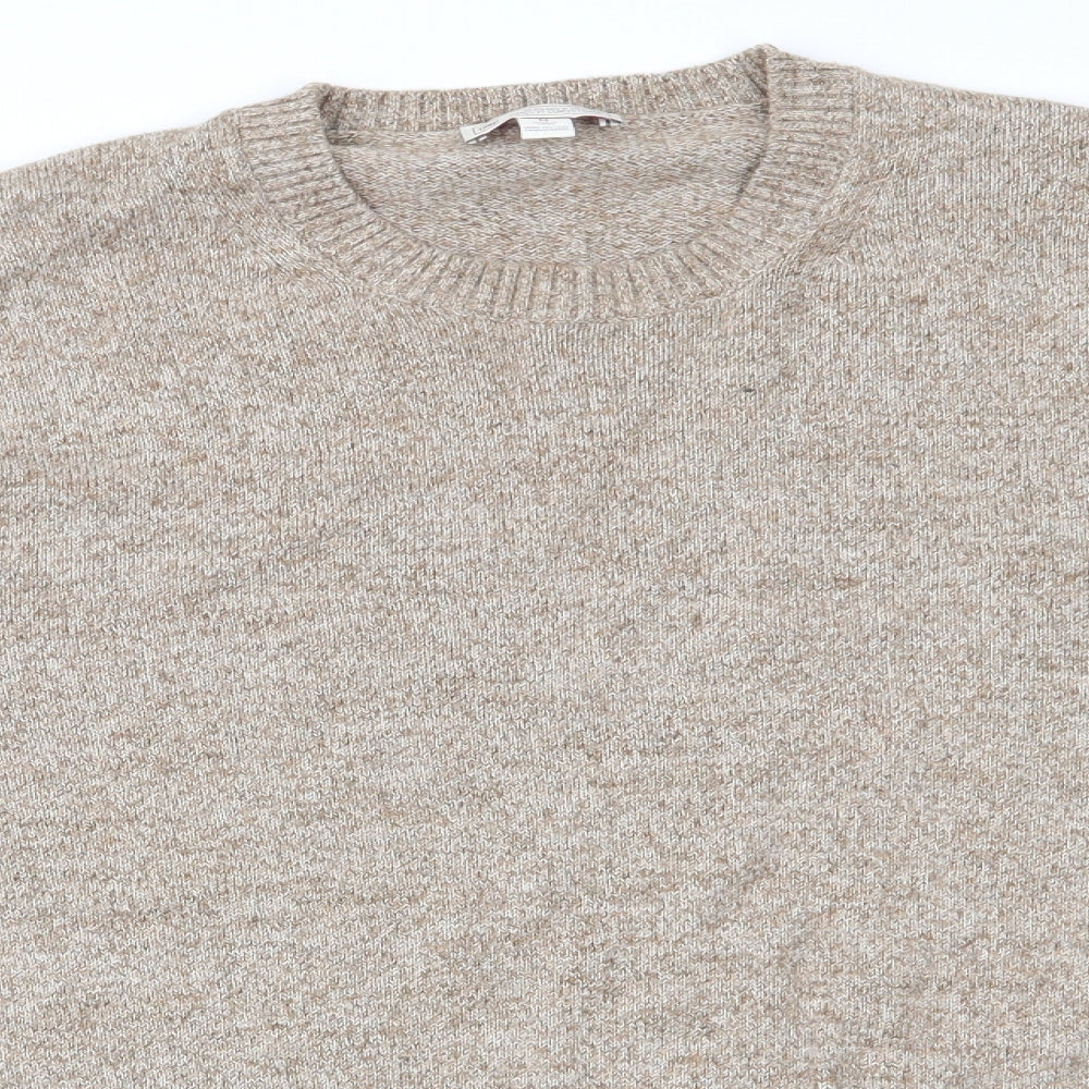 Gap Mens Beige Round Neck  Cotton Pullover Jumper Size M   - Dark Oatmeal mix Soft Feel