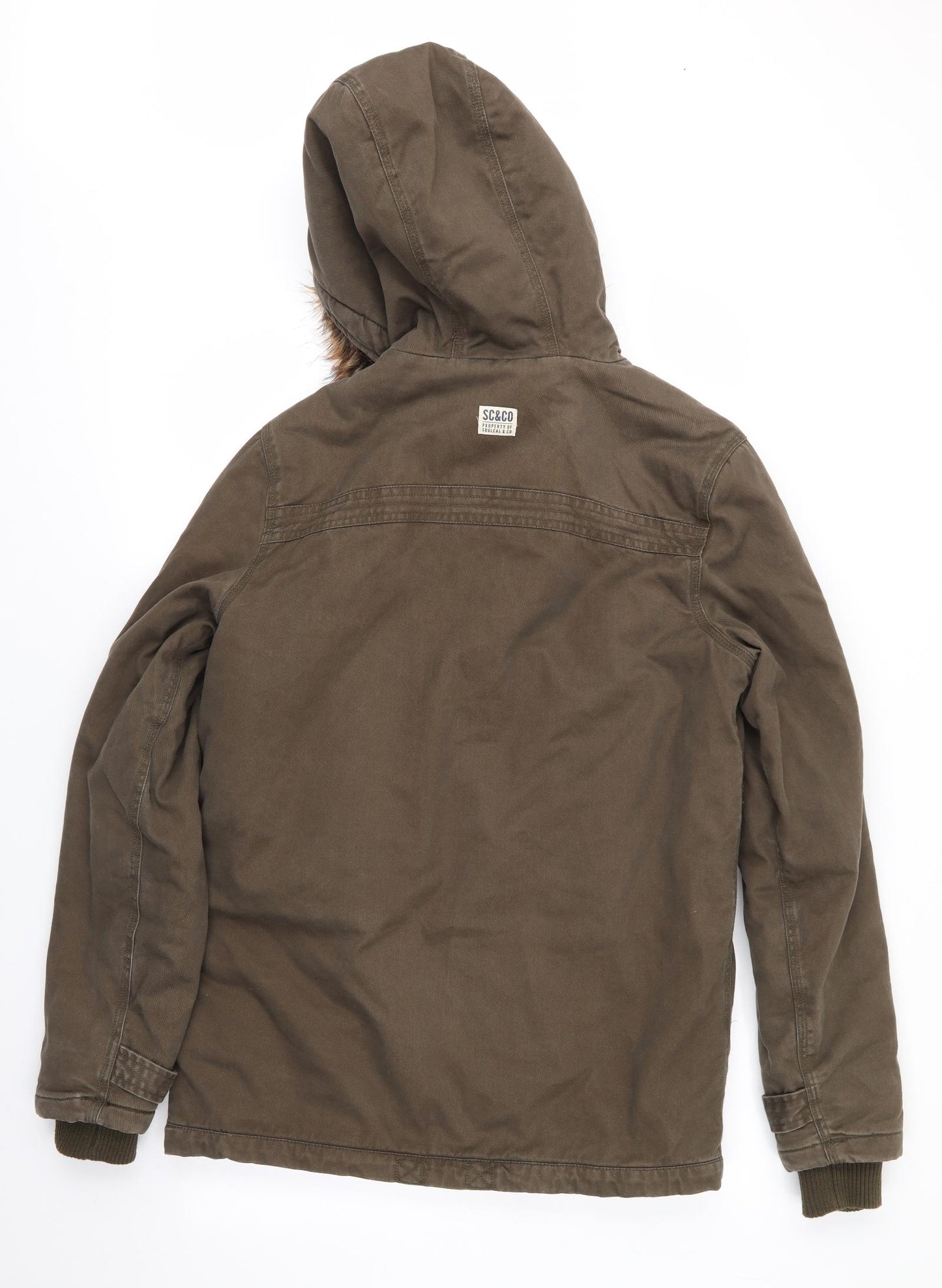 SoulCal&Co Mens Green   Parka Coat Size S   - Heavyweight