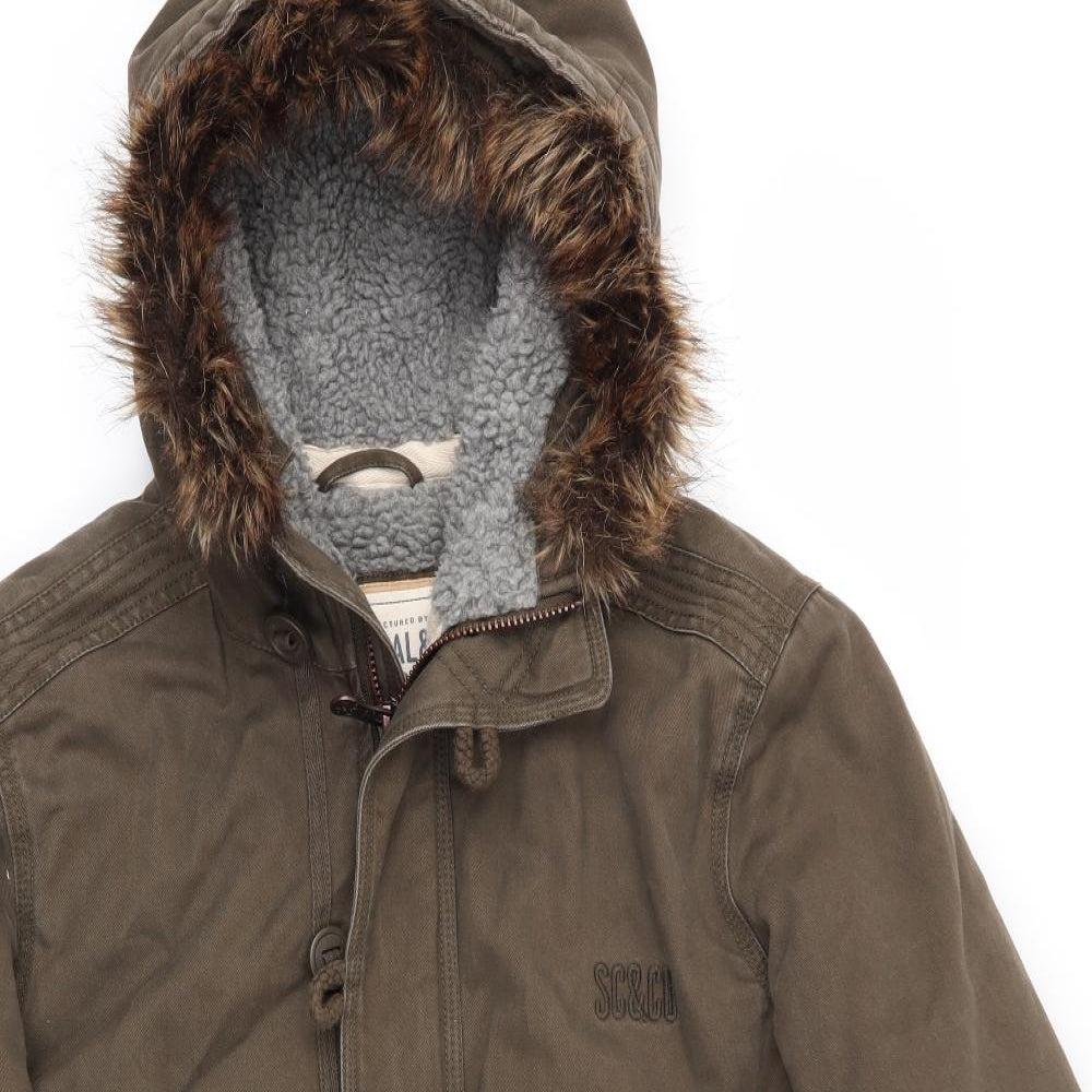 SoulCal&Co Mens Green   Parka Coat Size S   - Heavyweight