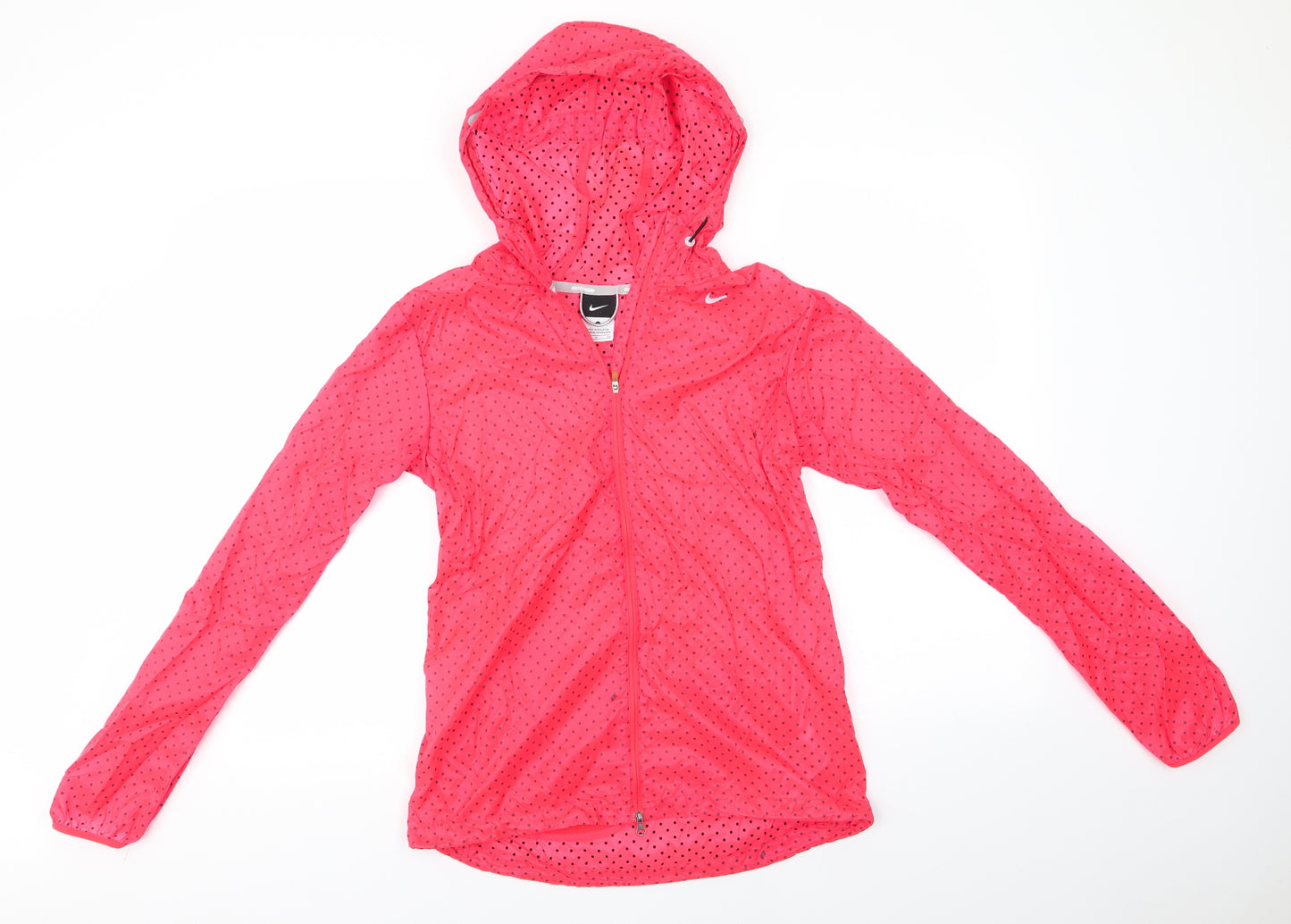 Nike Womens Orange Polka Dot  Rain Coat Coat Size S   - Black Polka Dots Running Jackt