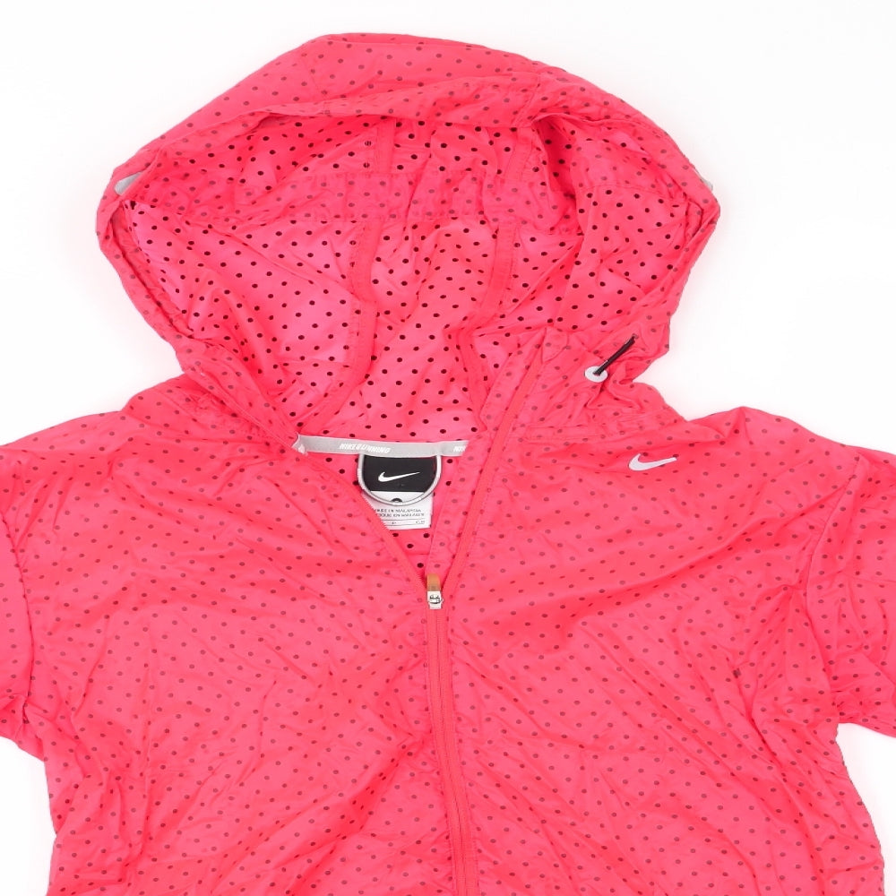 Nike Womens Orange Polka Dot  Rain Coat Coat Size S   - Black Polka Dots Running Jackt