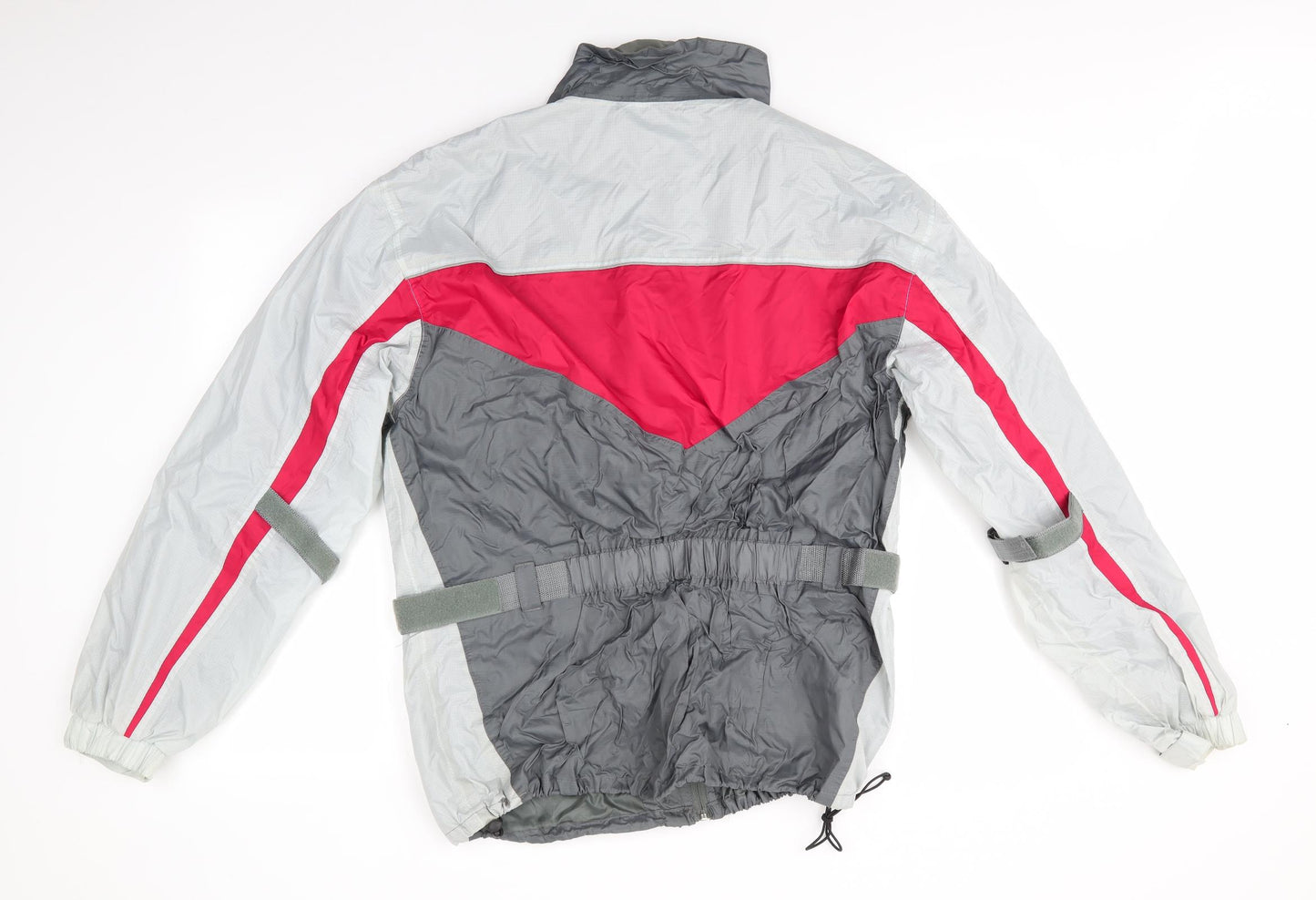 Crane Road Mens Grey Striped  Rain Coat Coat Size M   - Grey Red Colourblock Adjustable straps