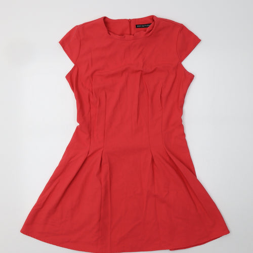 Definbitions Womens Red  Polyester Fit & Flare  Size 14  Round Neck