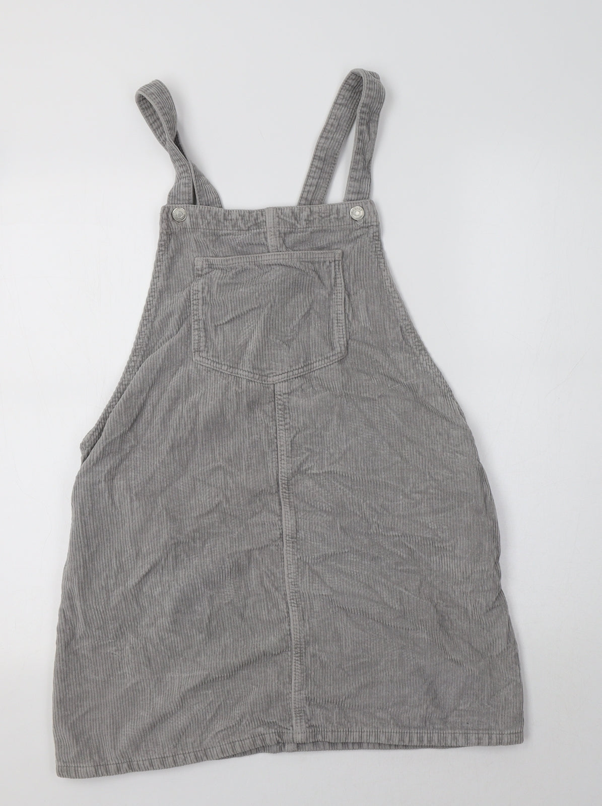 Topshop Womens Grey  Cotton Pinafore/Dungaree Dress  Size 12  Square Neck
