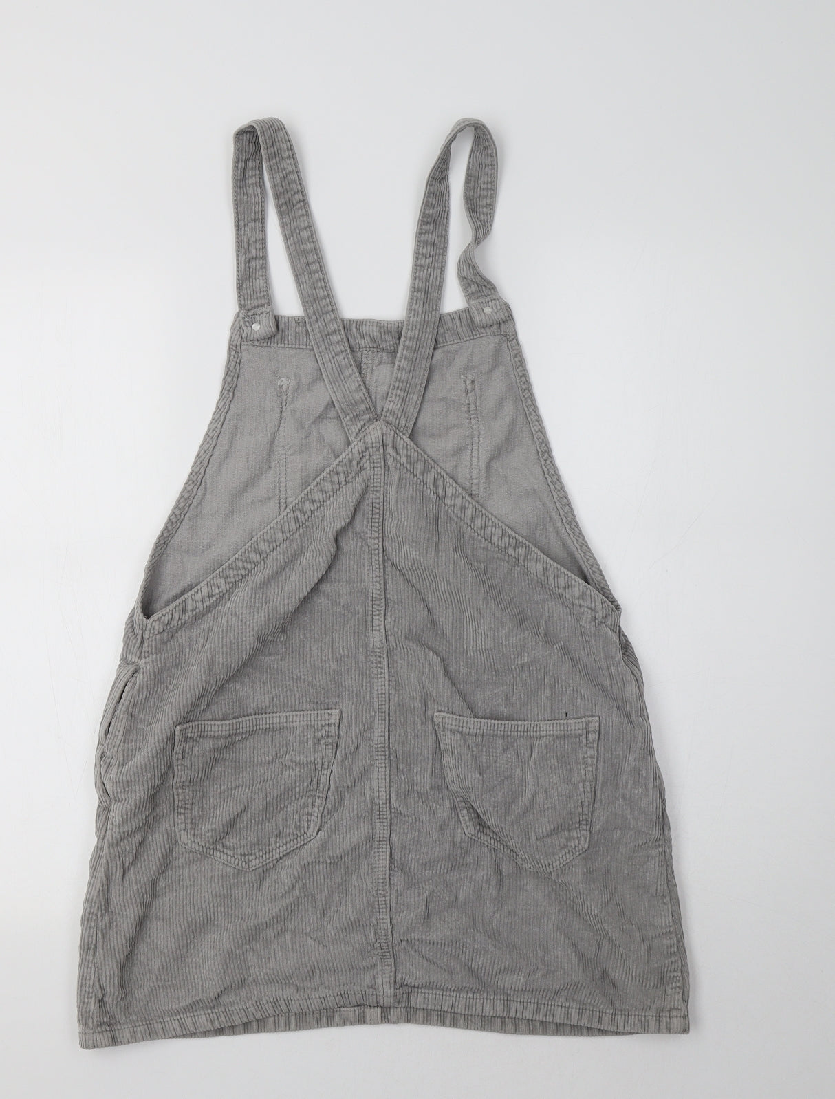 Topshop Womens Grey  Cotton Pinafore/Dungaree Dress  Size 12  Square Neck