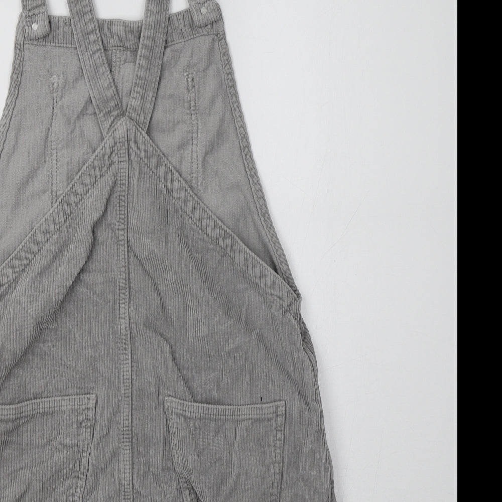 Topshop Womens Grey  Cotton Pinafore/Dungaree Dress  Size 12  Square Neck