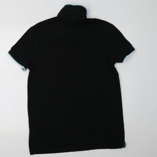 John Devin Mens Black  Cotton  Polo Size L Collared