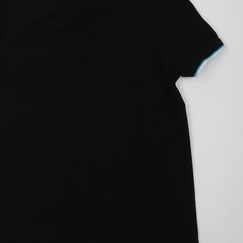 John Devin Mens Black  Cotton  Polo Size L Collared