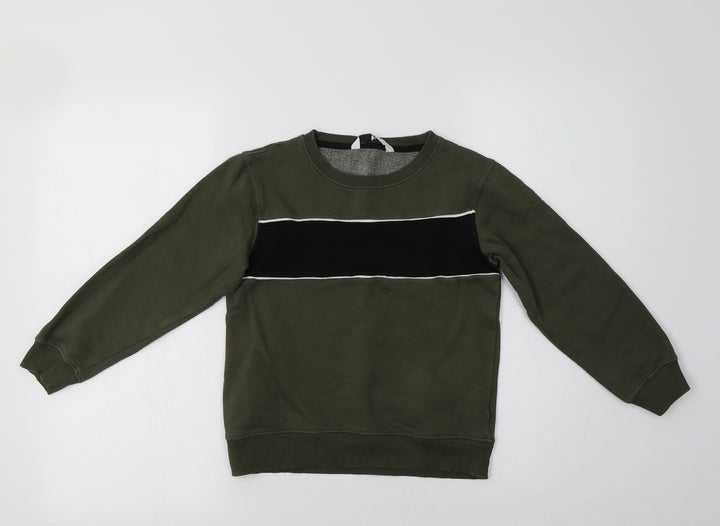 Very Boys Green Striped Cotton Pullover Sweatshirt Size 8 Years